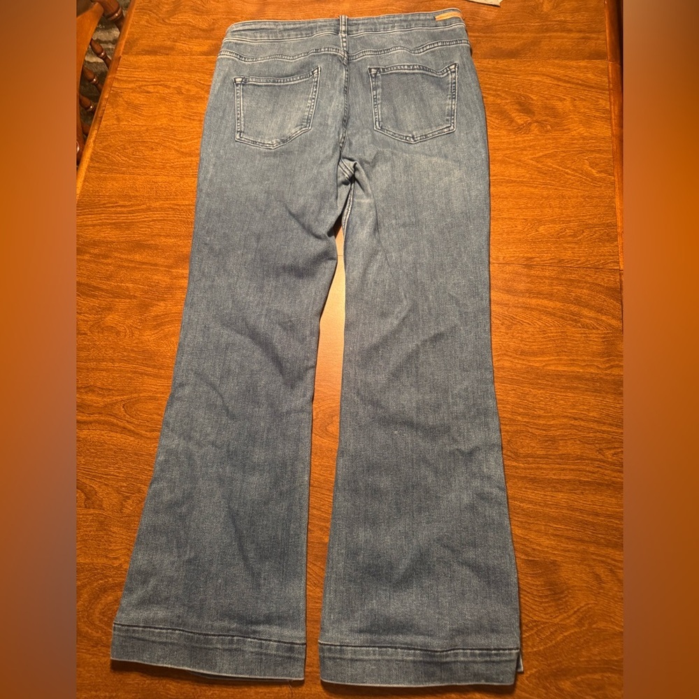 Pilcro and the Letterpress Button-Accent Blue Flare Jeans - Picture 3 of 11